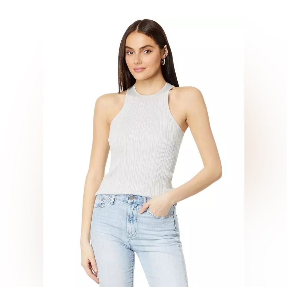 NEW Madewell Size Small Silver Signature Shimmer Knit Cutaway Sweater Tank NWT